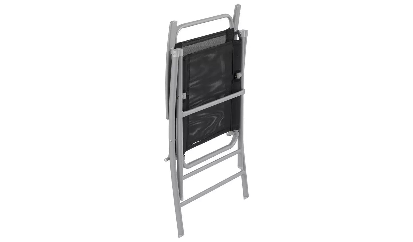 Pacific 6 Seater Folding Metal Patio Set - Black